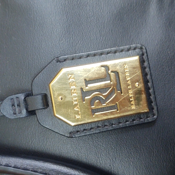 Lauren Ralph Lauren Black Leather Newbury Double zip Crossbody Satchel - Picture 4 of 17